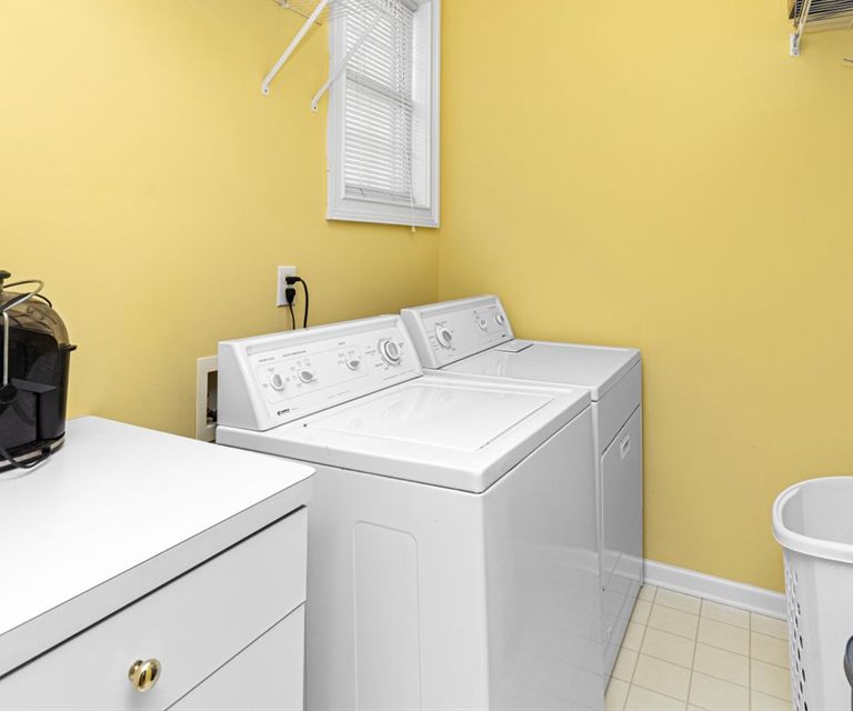 Washer and dryer in a home laundry room